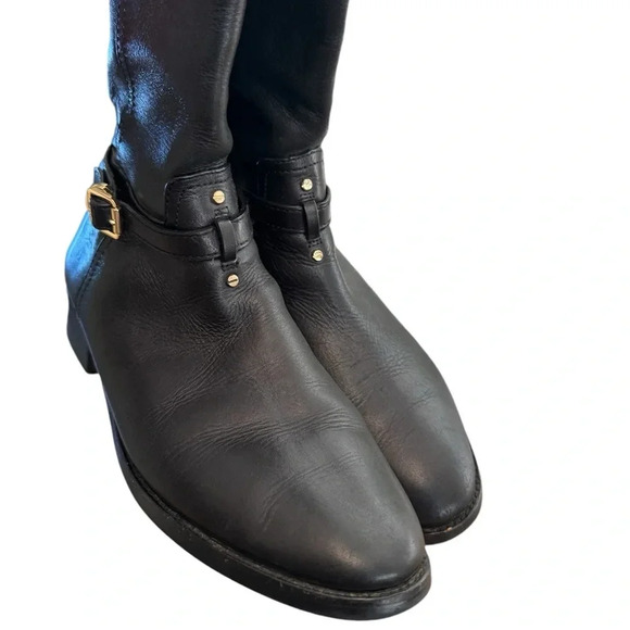Tory Burch Marlene Black Leather Riding Boots - Picture 8 of 14